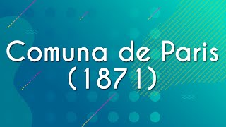 Texto"Comuna de Paris (1871)" em fundo azul.