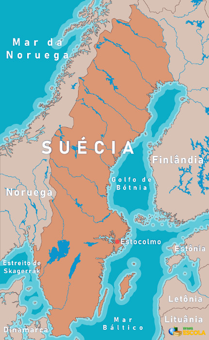 Mapa da Suécia