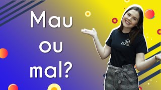 "Mau ou mal?" escrito sobre fundo colorido ao lado da imagem da professora