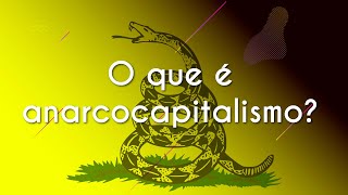"O que é anarcocapitalismo?" escrito sobre bandeira de Gadsden, um dos símbolos do anarcocapitalismo