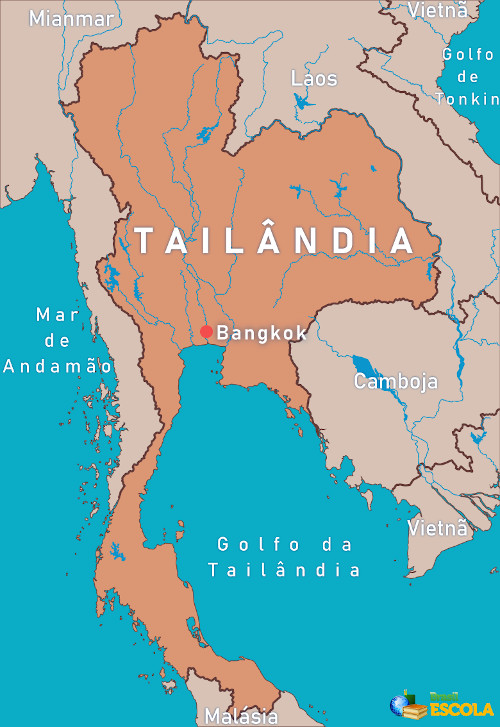 Mapa da Tailândia.