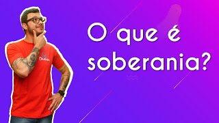 "O que é soberania?" escrito sobre fundo roxo ao lado da imagem do professor