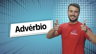 Professor ao lado do texto"Advérbio".