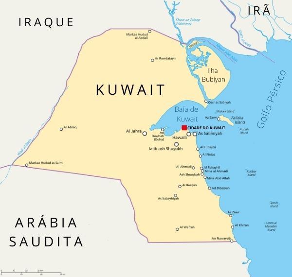 Mapa do Kuwait.