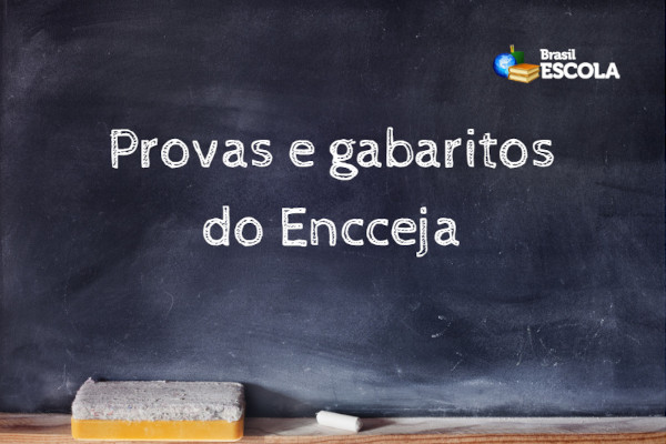 Quadro mostra escrito Provas e gabaritos do Encceja