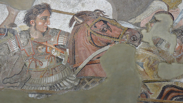 Antigo mosaico romano de Alexandre, o Grande, na batalha contra Dario.
