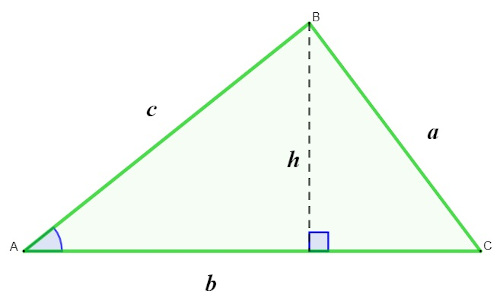 Triângulo ABC com lados a, b e c.