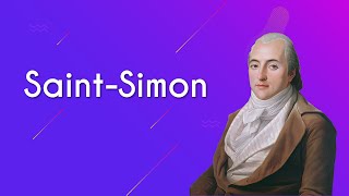 "Saint-Simon" escrito em fundo roxo ao lado da imagem de Saint-Simon