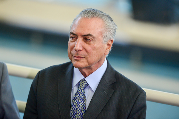 Fotografia de Michel Temer, político que esteve na presidência do Brasil entre os anos de 2016 e de 2019.