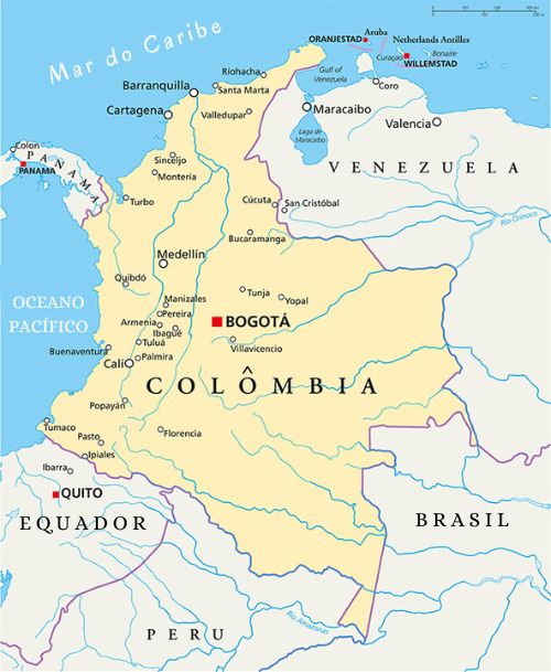 Mapa da Colômbia.