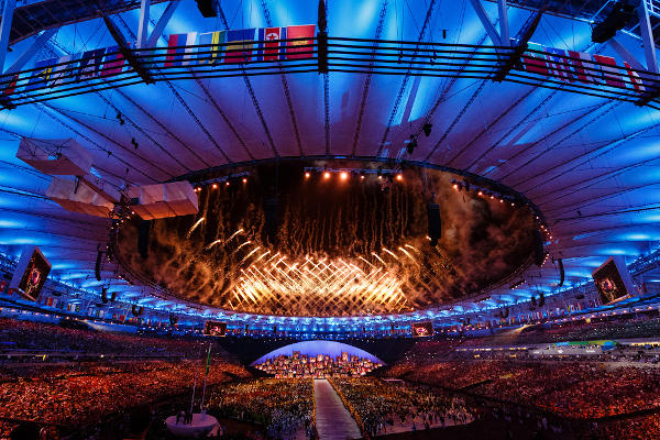 Cerimônia de abertura das Olimpíadas Rio 2016, no Estádio do Maracanã, no Rio de Janeiro. 