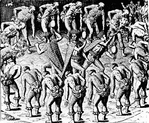 Índios tupinambás em gravura do século XVI