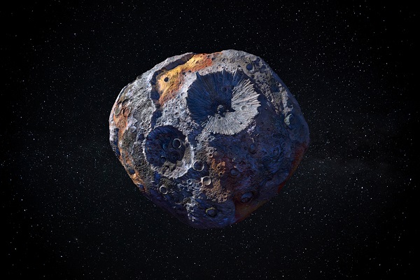 Imagem de asteroide no espaço