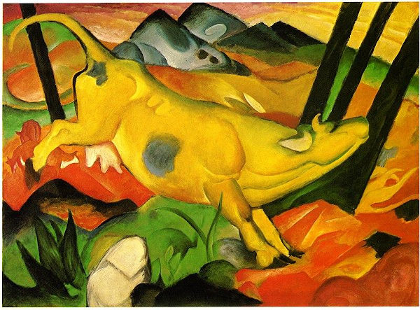 “A vaca amarela”, de Franz Marc, é um exemplo de obra pertencente ao expressionismo, uma das vanguardas europeias.