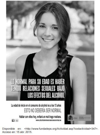 Publicidade alertando para os riscos que envolvem consumir álcool quando se é muito jovem.