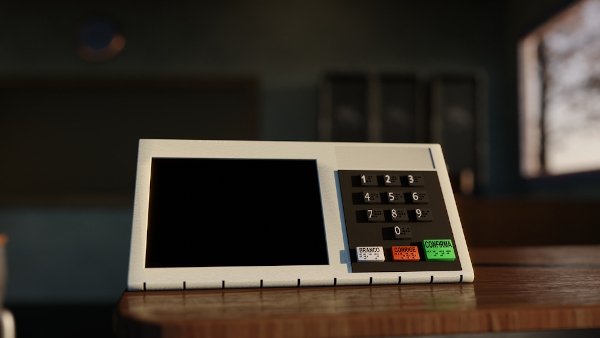 Urna eletrônica sobre uma mesa, o aparelho utilizado para computar os votos nas eleições do primeiro e do segundo turno.