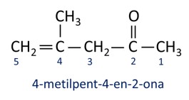 Fórmula estrutural de 4-metilpent-4-en-2-ona