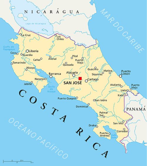 Mapa da Costa Rica