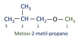 Fórmula estrutural do metóxi-2-metil-propano