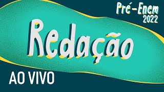 "Pré-Enem 2022 | Redação" escrito sobre fundo verde"