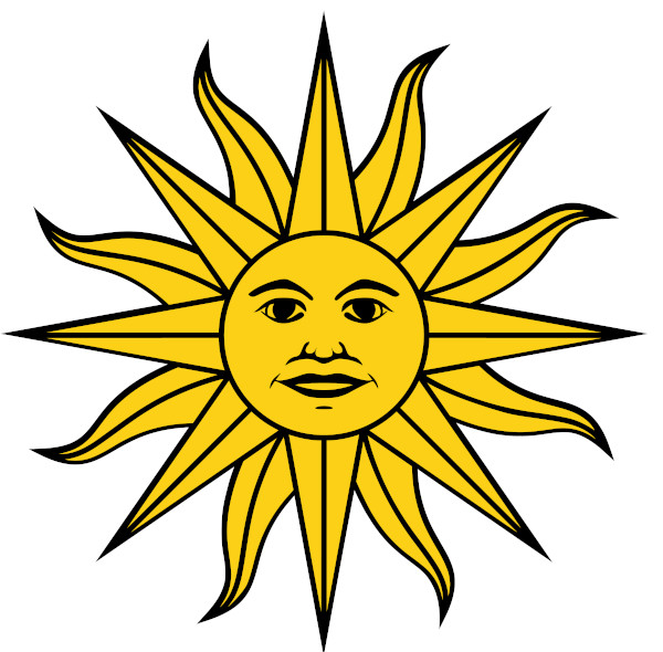 Sol de Maio na configuração da bandeira do Uruguai.