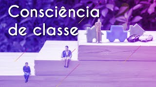 Texto"Consciência de classe" próximo a uma representação do que é Consciência de classe.