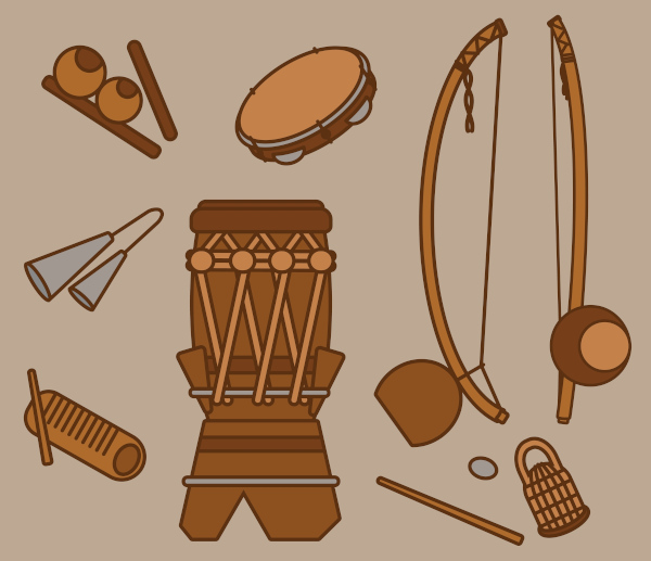  Ilustração de alguns dos instrumentos usados no samba de roda.