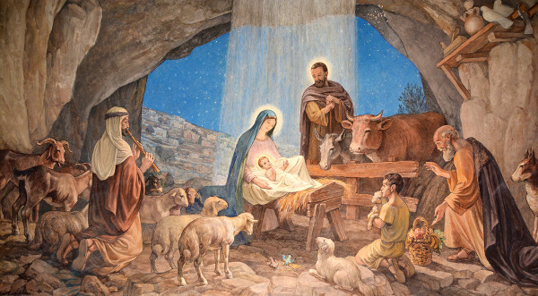  Afresco sobre o nascimento de Jesus Cristo.