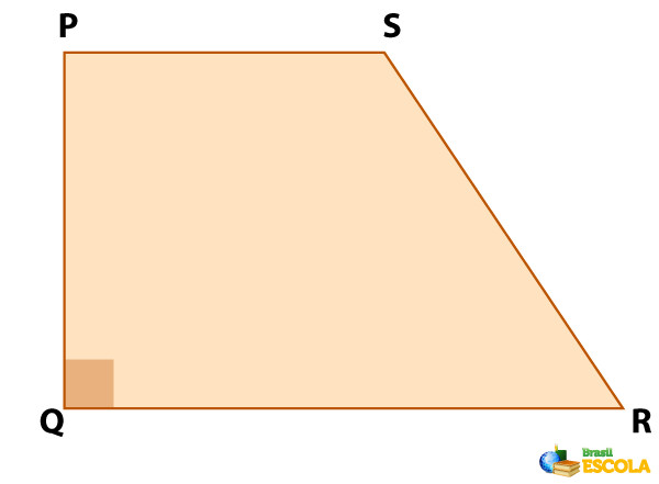 Ilustração de um trapézio retângulo.