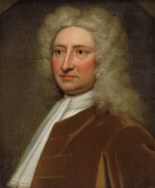 Retrato de Edmond Halley, o primeiro astrônomo a identificar a periodicidade do cometa Halley.