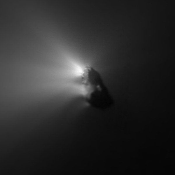 Imagem do cometa Halley feita pela sonda Giotto, da ESA, durante a sua passagem próximo da Terra em 1986. 