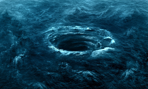 Representação de um vórtice aquático, uma das teorias acerca do Triângulo das Bermudas.