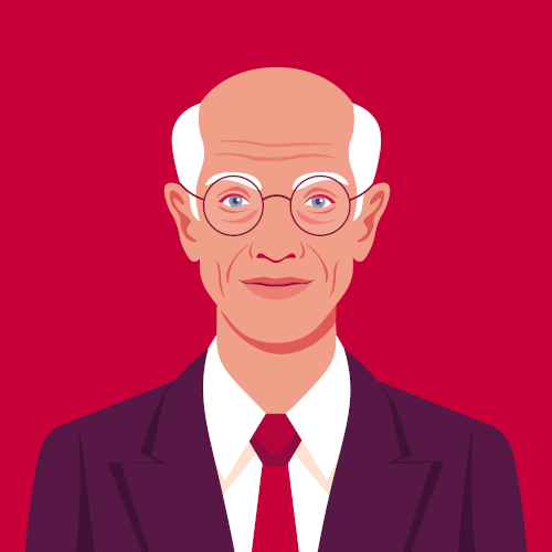 Ilustração de um senhor em uma questão sobre which e what.