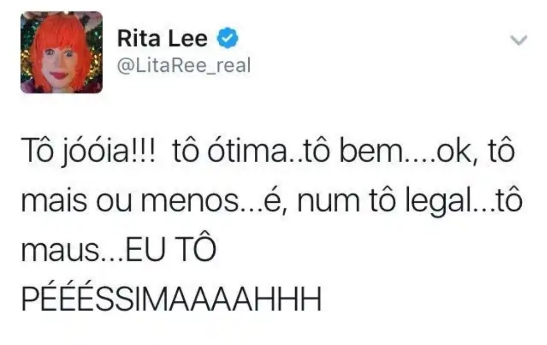 Tweet da cantora Rita Lee com exemplo de gradação.