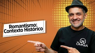 Professor ao lado do texto"Romantismo: Contexto Histórico".