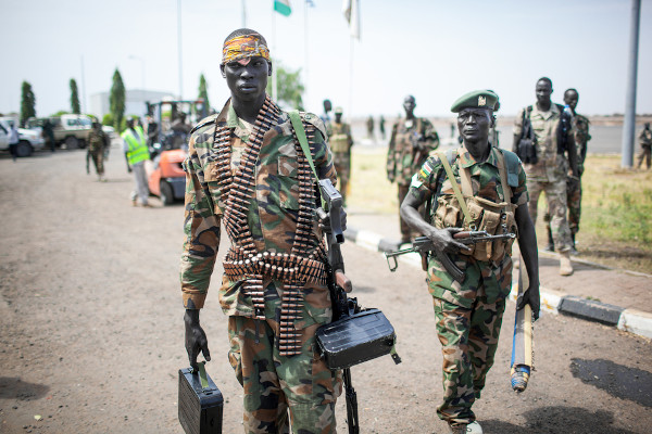 Soldados do Sudão do Sul durante a guerra civil no território entre 2013 e 2020, um dos principais conflitos na África.