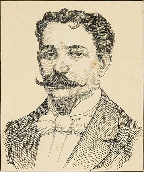 Retrato ilustrado do escritor Aluísio Azevedo, um dos 30 escritores brasileiros mais famosos.