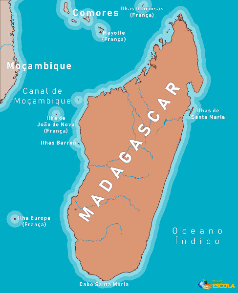 Mapa de Madagascar.