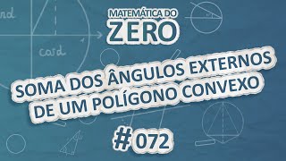 Texto"Matemática do Zero | Soma dos ângulos externos de um polígono convexo" em fundo azul.