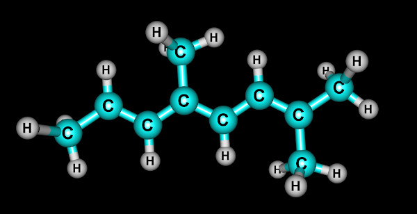 Representação gráfica de um composto do grupo dos hidrocarbonetos, que sempre possuem o sufixo “-o” na nomenclatura.