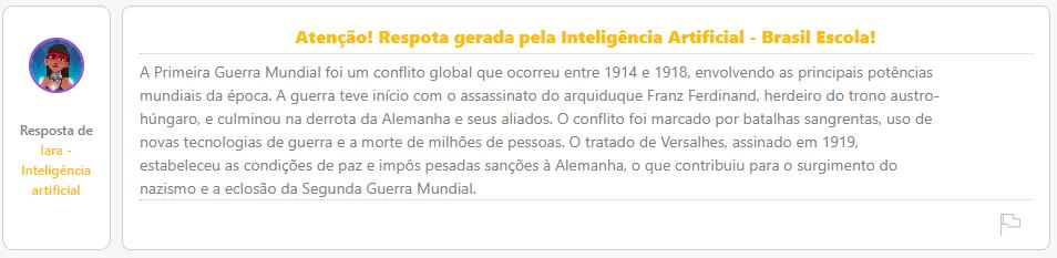 Resposta da Iara, Inteligência Artificial do Brasil Escola 