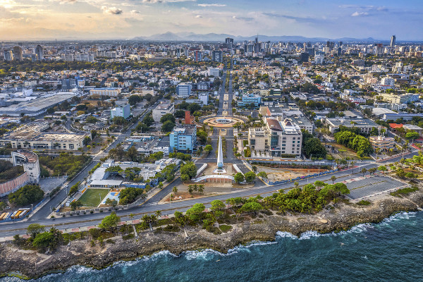 Vista aérea de São Domingos, capital da República Dominicana.