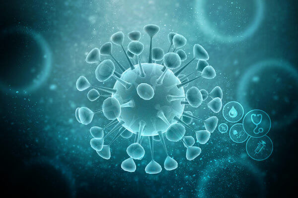 Ilustração de um vírus que pode causar uma infecção.