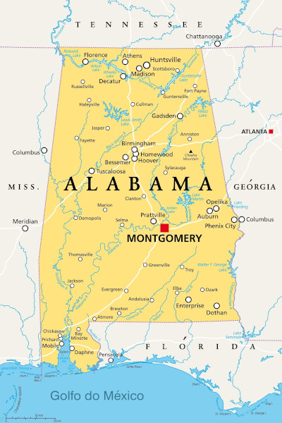 Mapa do Alabama.