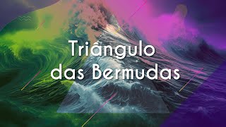 Escrito"Triângulo das Bermudas" sobre representação da agitação das águas da região do Triângulo das Bermudas.