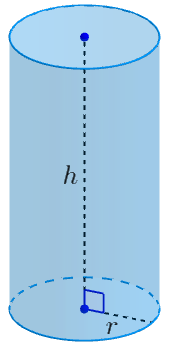 Representação da altura e raio de um cilindro