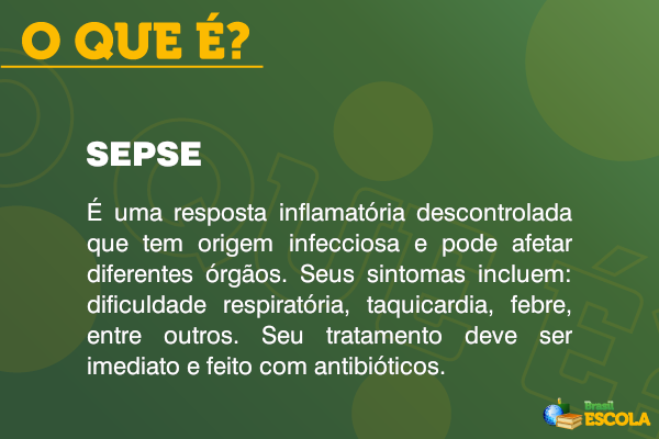 Card com explicação sobre sepse.