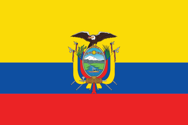 Bandeira do Equador, país da América do Sul.