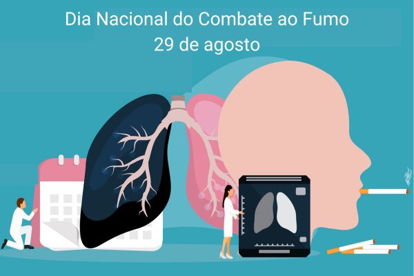 Pulmão afetado pelo uso do cigarro e sendo analisado por médicos, em referência ao Dia Nacional do Combate ao fumo.