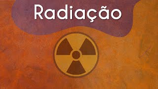 Escrito"Radiação" sobre o símbolo que indica radiação.